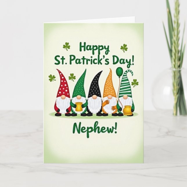 Gnome St Patricks Day Nephew Card (Front)