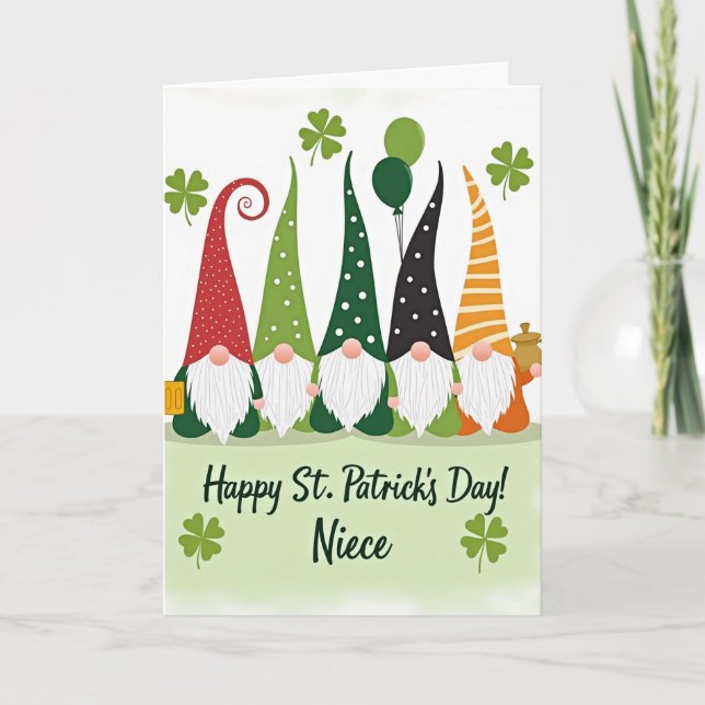 Gnome St Patricks Day Niece Card (Front)