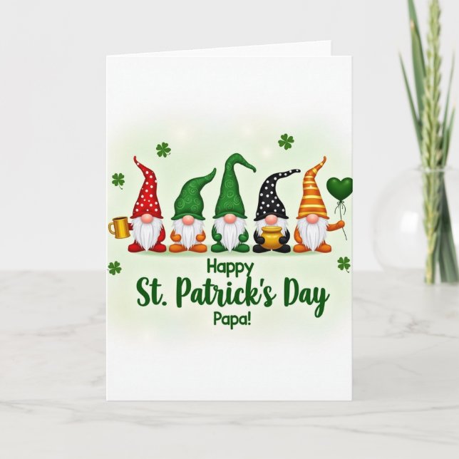 Gnome St Patricks Day Papa Card (Front)