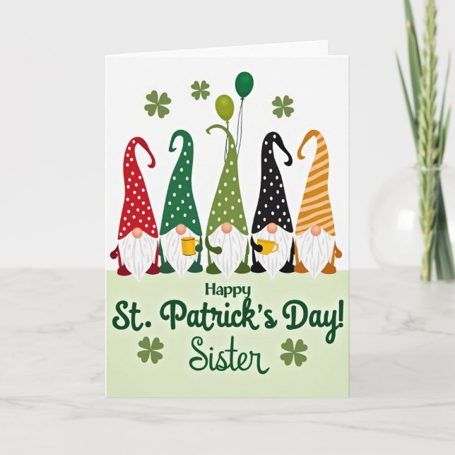 Gnome St Patricks Day Retro Art Card (Front)