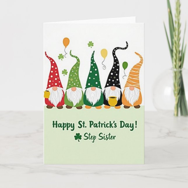 Gnome St Patricks Day Step Sister Card (Front)