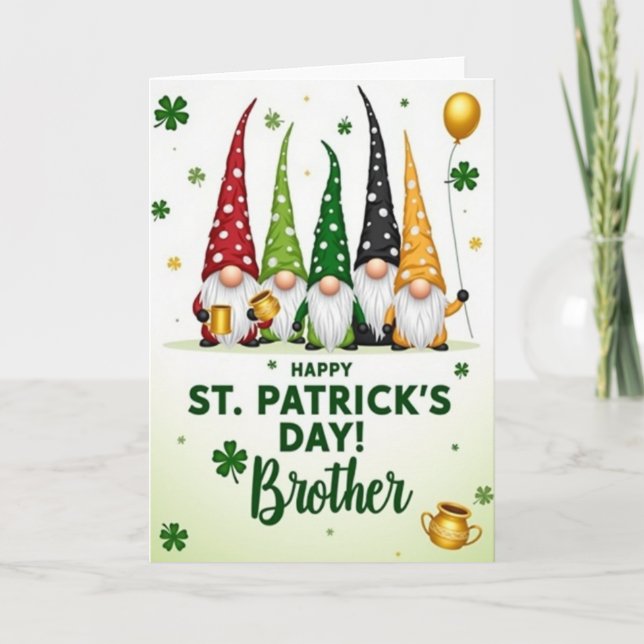 Gnome St Patricks Glitter Texture Card (Front)