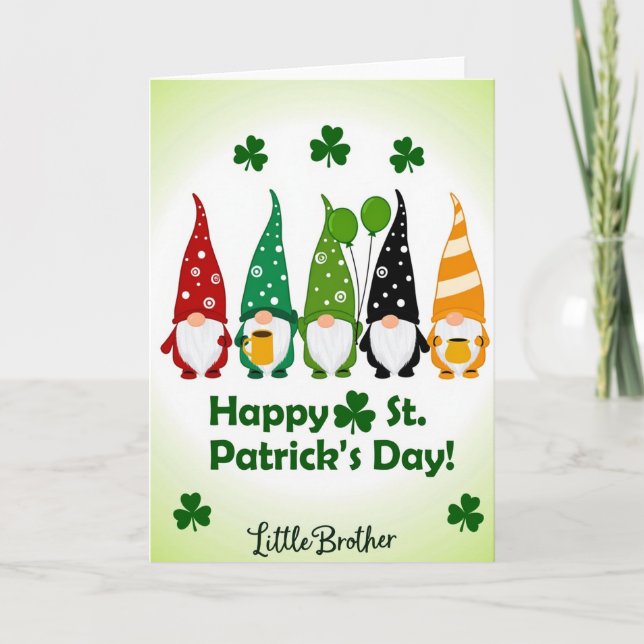 Gnome St Patricks Little Brother Card (Front)