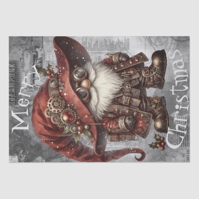 Gnome Steampunk Winter Christmas Tissue Paper (Front)