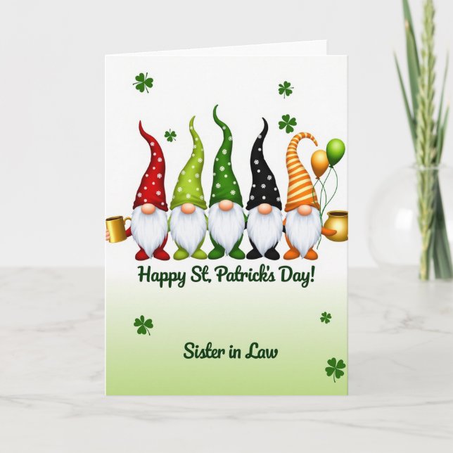 Gnome Stripes Happy St Patricks Card (Front)