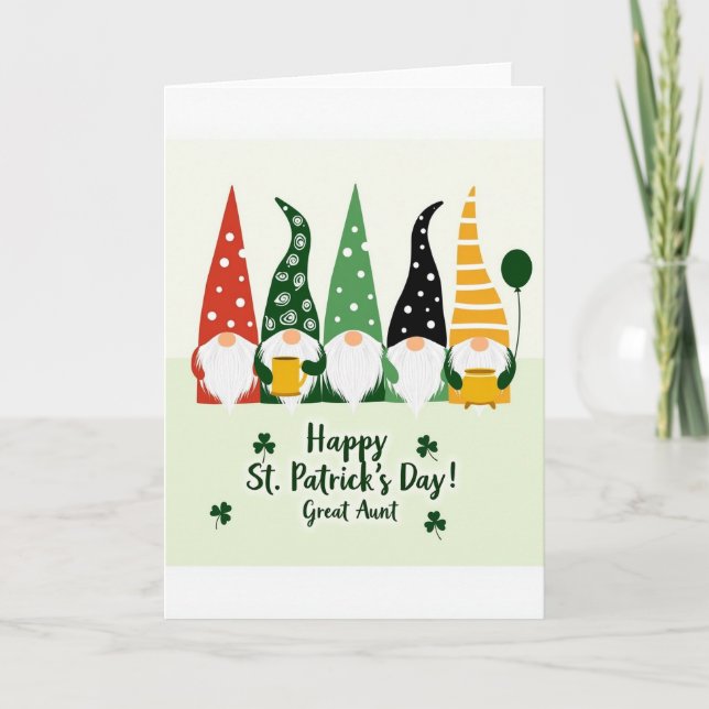 Gnome Stripes St Patricks Day Card (Front)
