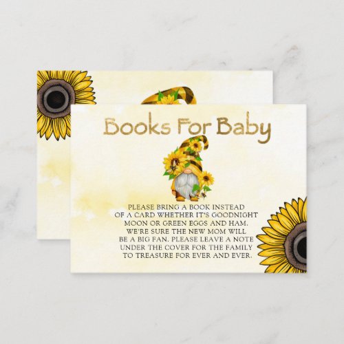 Gnome Sunflower and Bees Books For Baby Business Card