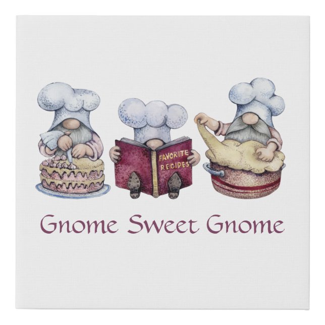 Gnome Sweet Gnome Baking Gnomes Faux Canvas Print (Front)