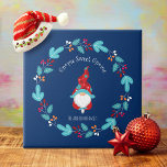 Gnome Sweet Gnome Blue Modern Elf Floral Wreath Ceramic Tile<br><div class="desc">“Gnome sweet gnome.” A cute, funny, whimsical gnome in red and dusty blue along with a Scandinavian designed dusty blue, red and orange floral wreath, all on a navy blue background, will delightfully help decorate your kitchen for the holidays. Feel the warmth and joy of this festive season whenever you...</div>