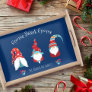 Gnome Sweet Gnome Cute Modern Holiday Elf Navy Serving Tray