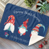 Gnome Sweet Gnome Cute Modern Holiday Elf Navy