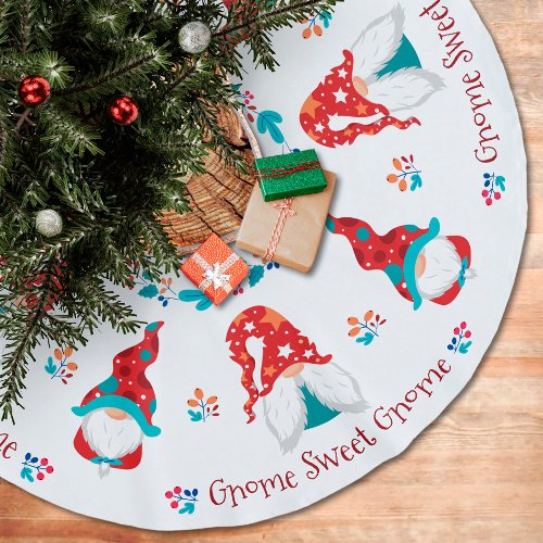 Gnome Sweet Gnome Cute Modern Simple Holiday Elf Brushed Polyester Tree Skirt