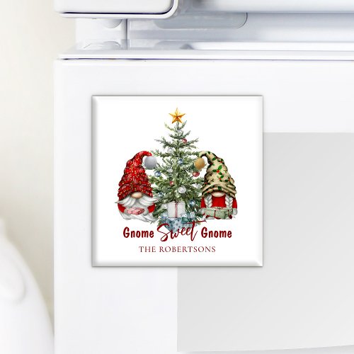 Gnome Sweet Gnome Cute Watercolor Christmas Magnet
