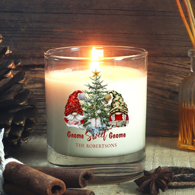 Gnome Sweet Gnome Cute Watercolor Christmas Scented Candle (Creator Uploaded)