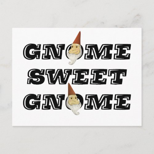 Gnome Sweet Gnome funny postcard