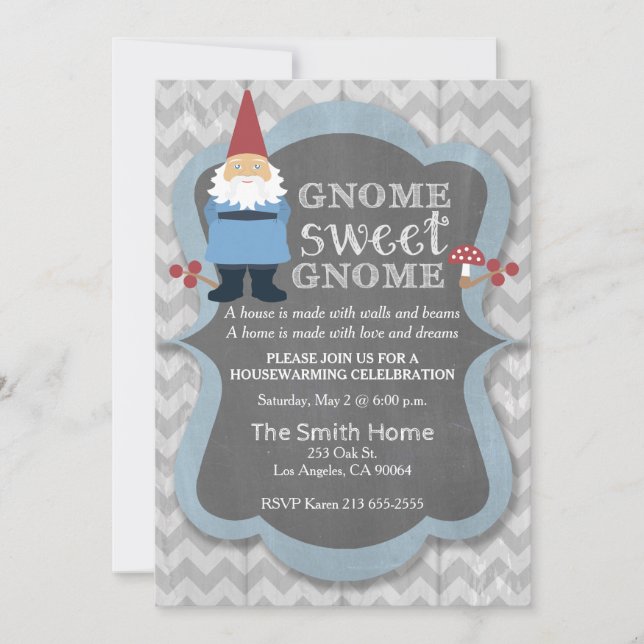 Gnome Sweet Gnome Housewarming Party Invitation (Front)