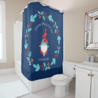 “Gnome Sweet Gnome” Modern Elf Floral Wreath Blue