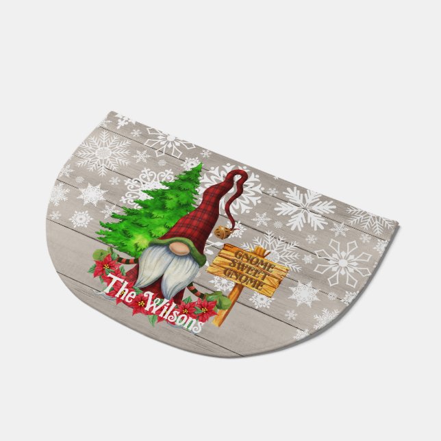 Gnome Sweet Gnome Snowy Woodland Doormat (Angled)