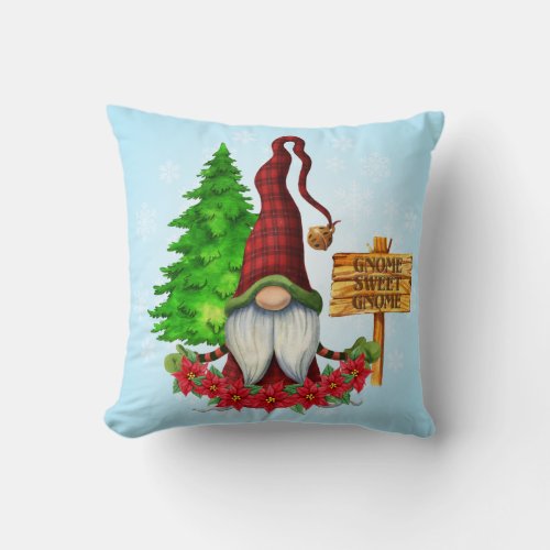 Gnome Sweet Gnome Winter Throw Throw Pillow