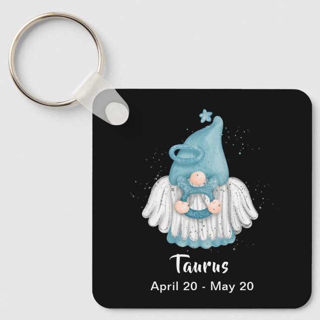 Gnome Taurus Astrology Sign Angel Keychain (Front)