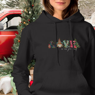 Gnome Tent Love Is All You Need Camper Christmas Hoodie