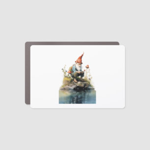Gnome Texting On Phone Surrounded By Flowers And M Car Magnet
