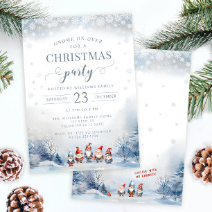 Gnome themed winter Christmas party invitation