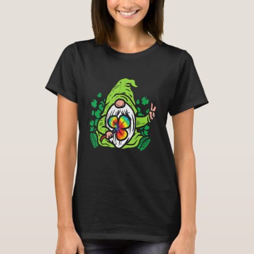 Gnome Tie Dye Shamrock C St Patricks Day Hippie T_Shirt
