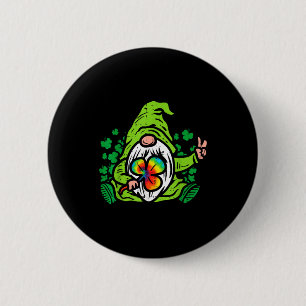 Gnome Tie Dye Shamrock Clover St Patricks Day Hipe Button