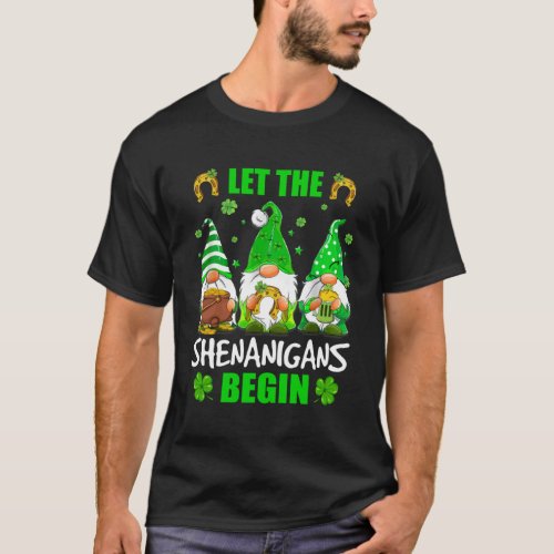 Gnome Tie Dye Shamrock Let Shenanigans Begin St Pa T_Shirt