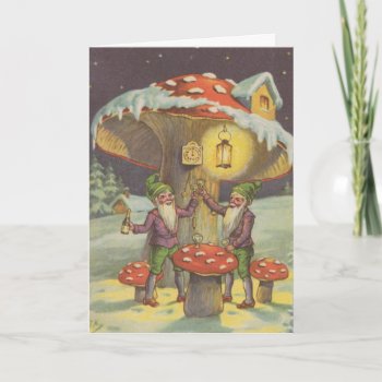 Gnome Toasting To The New Year Greeting Card by redmushroom at Zazzle