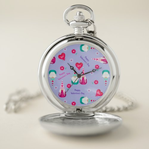 Gnome Toss Valentines Day Pocket Watch