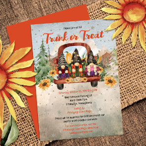 Gnome Trio in Truck Halloween Trunk or Treat  Invitation