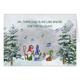 Gnome Trio on Snowy Mountain Top Christmas Cards