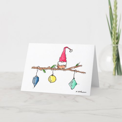 Gnome Twig and Ornaments Christmas Card