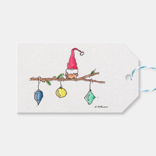 Gnome Twig and Ornaments Christmas Gift Tag