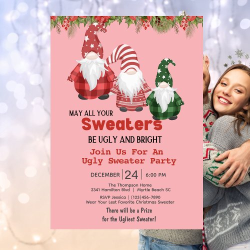 Gnome Ugly Sweater Christmas Party Invitation