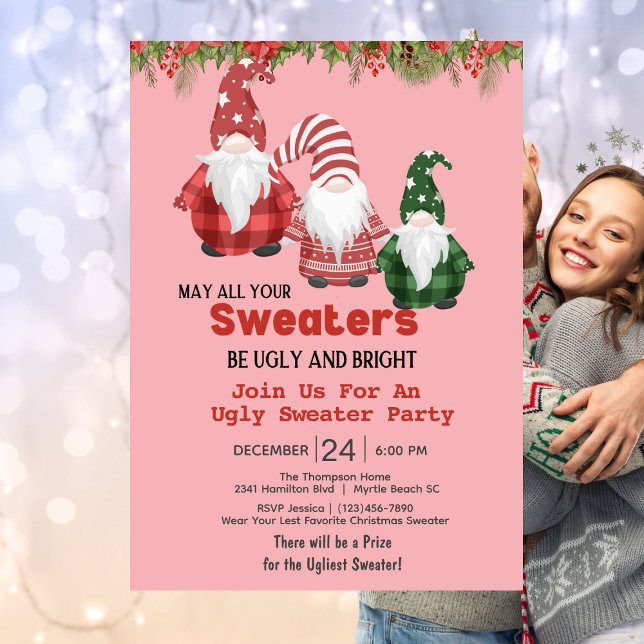 Gnome Ugly Sweater Christmas Party Invitation (Creator Uploaded)