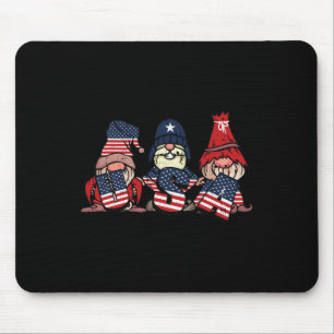Gnome Usa 4th Of July Cute American Flag Independe Mouse Pad