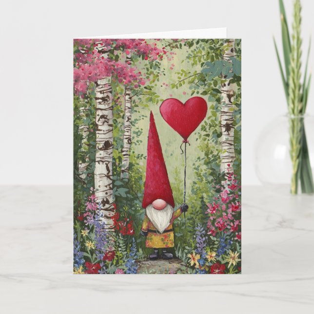 Gnome Valentine Card-Blank Inside-Customizable Card (Front)