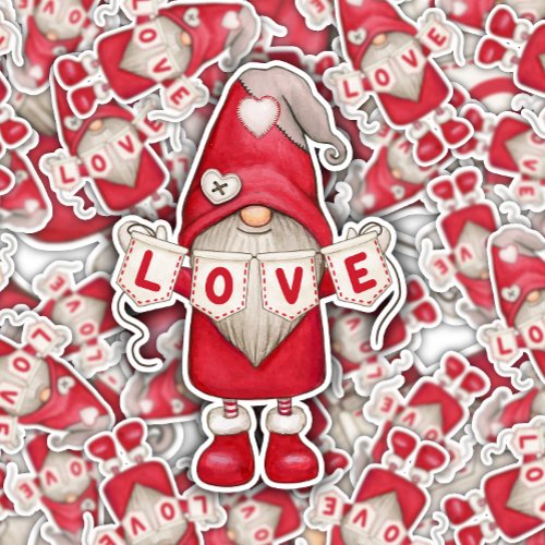 Gnome Valentine Love Sign   Die_Cut Sticker