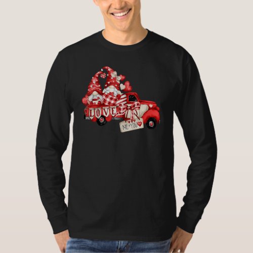 Gnome Valentines Day Truck Love Red Heart Happy V  T_Shirt