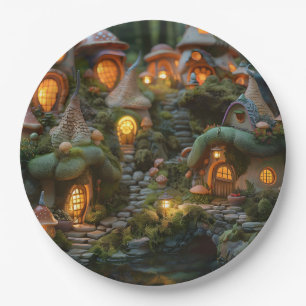 Gnome village paper plates