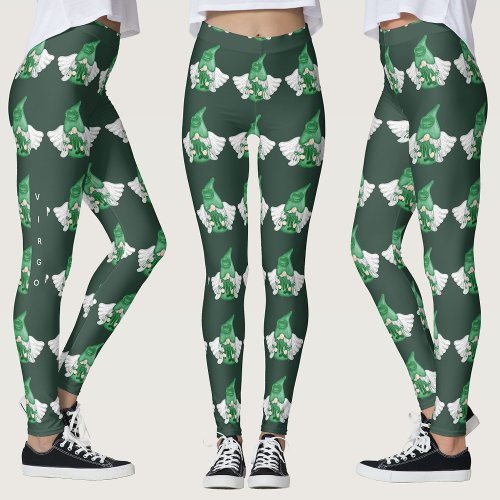 Gnome Virgo Astrology Sign Angel Leggings