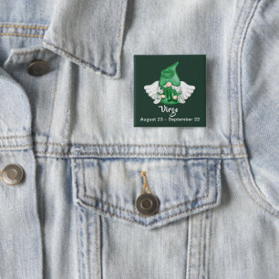 Gnome Virgo Astrology Sign Angel Pin-Back Button