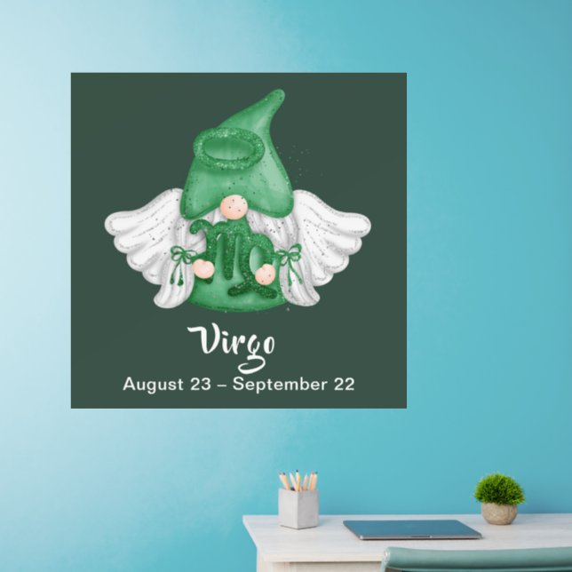 Gnome Virgo Astrology Sign Angel Wall Decal (Home Office)