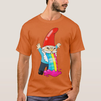 Gnome Vomiting Throwing Up Rainbow Funny T-Shirt