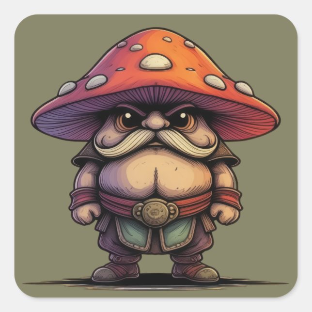 Gnome Warrior Mushroom Square Sticker (Front)