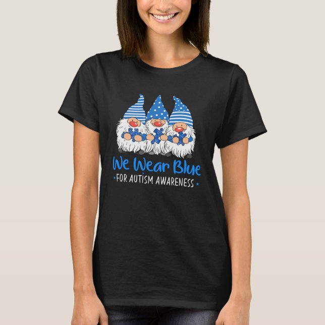 Gnome We Wear Blue Autism Awareness Month For Kids T-Shirt (Front)