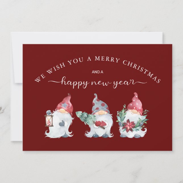 Gnome We Wish You a Merry Christmas Holiday Card (Front)